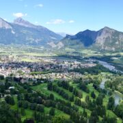 spa town of Bad Ragaz from Ruin of Wartenstein